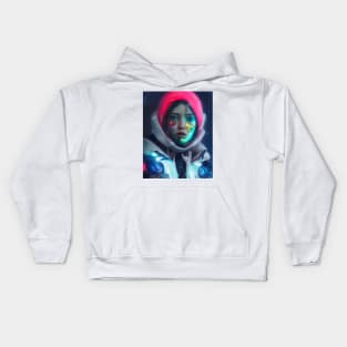 Cyberpunk netrunner girl Kids Hoodie